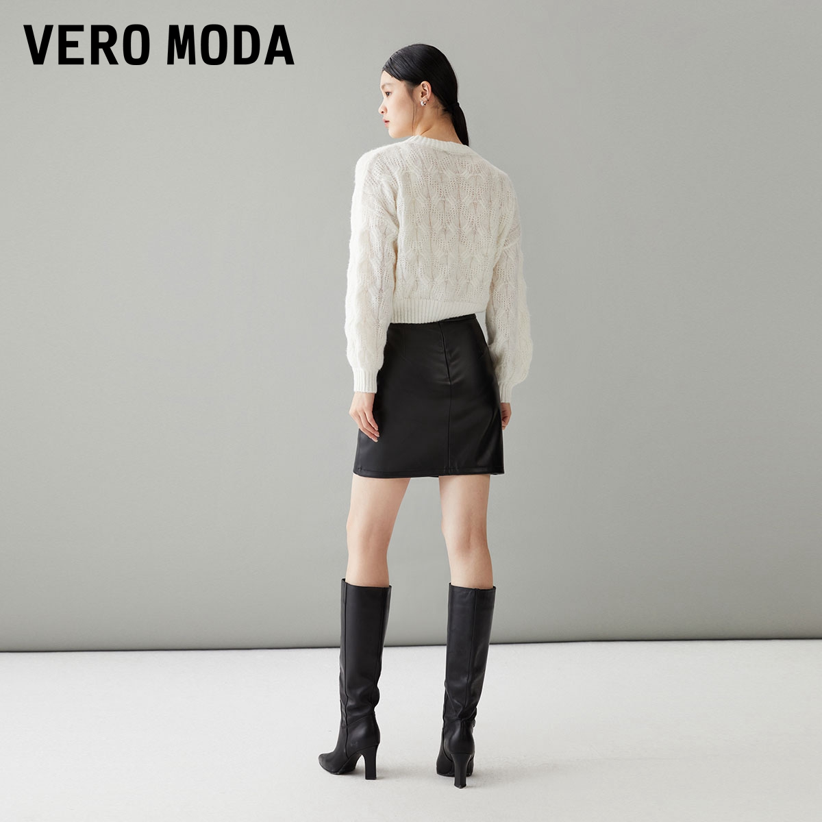 【爆款】Vero Moda针织衫毛衣女2023秋冬新款慵懒风落肩袖甜美女