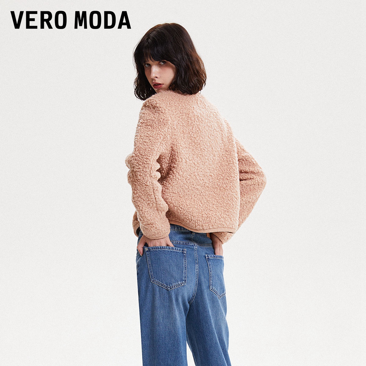 【爆款】Vero Moda2023秋冬新款毛呢羊羔毛外套小香风羊毛大衣女