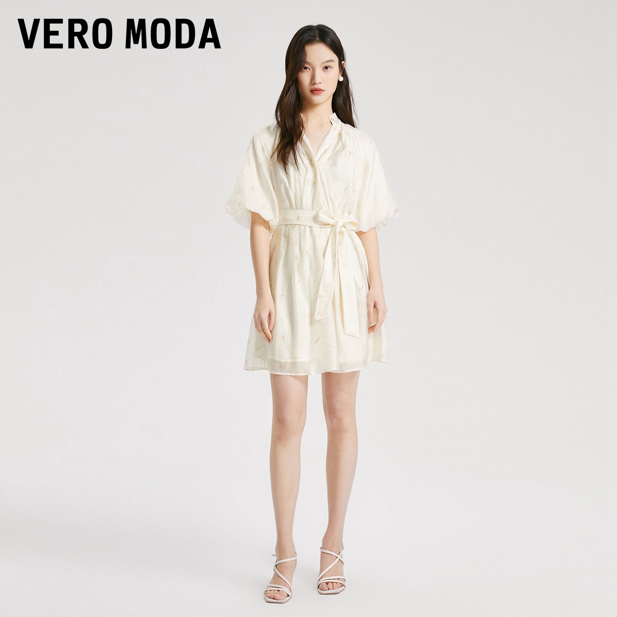 VeroModa连衣裙2023夏季新款时尚优雅灯笼袖