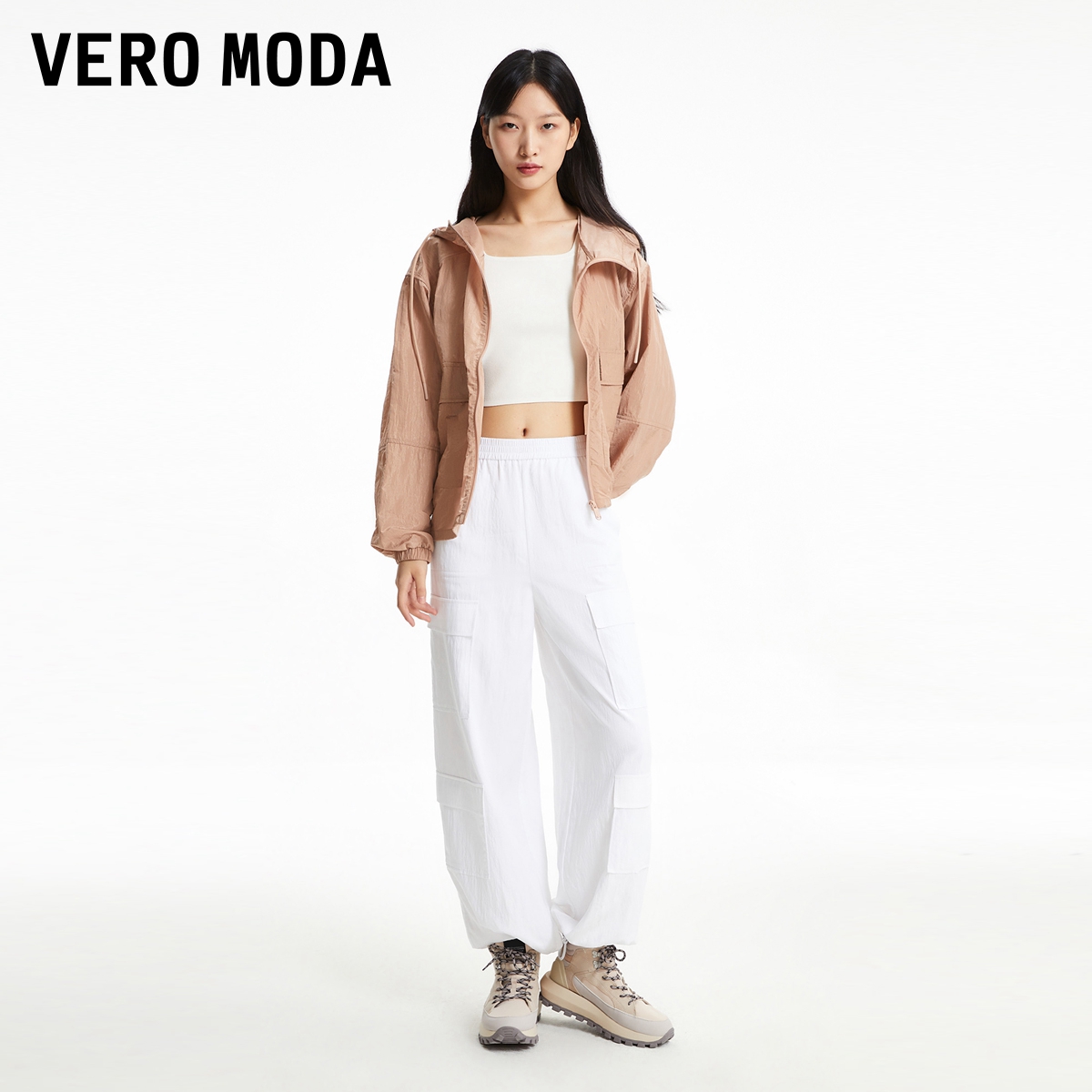 Vero Moda夹克外套女2023秋冬新款宽松版型连帽设计休闲简约气质-图0