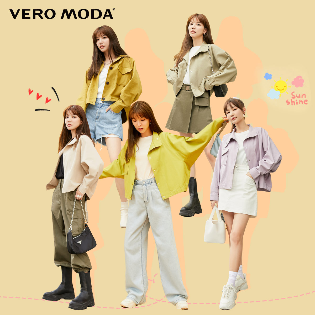 Vero Moda夹克外套女2024春新款直筒立领设计简约通勤美拉德穿搭