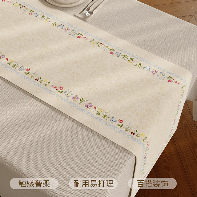 ຕາຕະລາງແບບ Pastoral ທຸງຊາຕາຕະລາງ cushion ອາເມລິກາກັນນ້ໍາຕາຕະລາງຊາຍາວ tablecloth ແສງສະຫວ່າງຟຸ່ມເຟືອຍສູງຕາຕະລາງຊາຕາຕະລາງຊາ layout