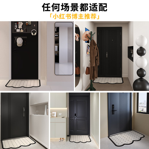 法式入户门地垫小香风门垫可擦洗耐脏防滑脚垫家用玄关进门口地毯 - 图0