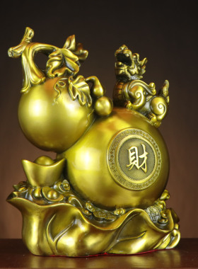 黄铜福禄兽 黄铜葫芦 葫芦貔貅 家居店铺铜摆件 福禄寿 财字貔貅