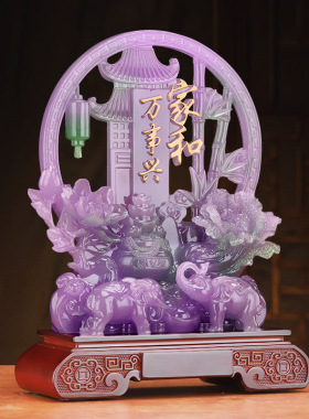 家和万事兴摆件客厅酒柜装饰品牡丹大象工艺品乔迁新居家居装饰品