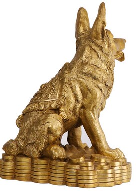 铜金钱狼狗摆件 铜狗 家居装饰摆设 铜金钱狼狗
