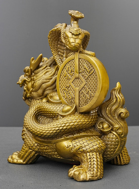 铜龙龟黄铜玄武神兽摆件铜龟蛇招财进宝家居玄关办公室工艺品礼物