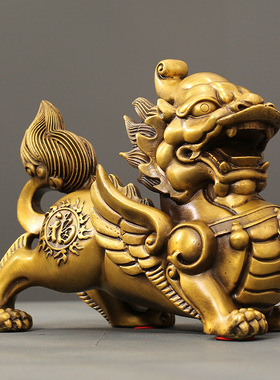 全铜黄铜貔貅摆件一对皮丘招福貔貅客厅家居摆饰开业送礼店铺装饰