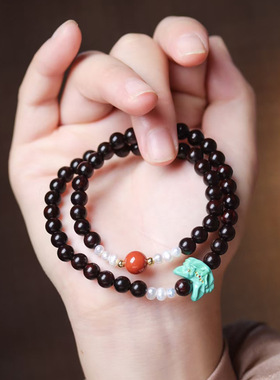 DIY欢喜款印度小叶紫檀手链手持文玩厂家批发规格6MM男女念珠珠串