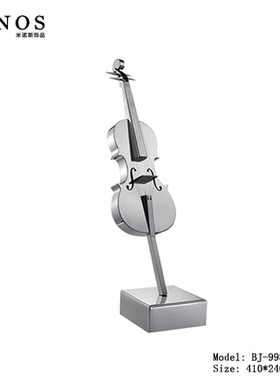 现代轻奢不锈钢吉他摆件高端酒店会所音乐厅小提琴金属手绘工艺品