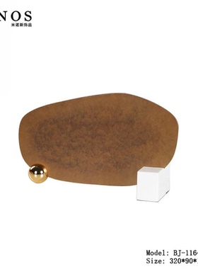 现代极简玄关书房金属几何圆圈摆设高端样板房售楼处圆环软装饰品