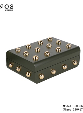 现代简约钢琴漆金属圆球装饰盒