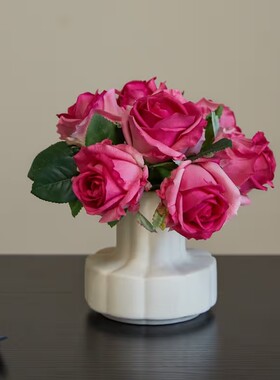 保湿手感玫瑰保加利亚逼真仿真花假花束客厅餐桌高级花艺摆件