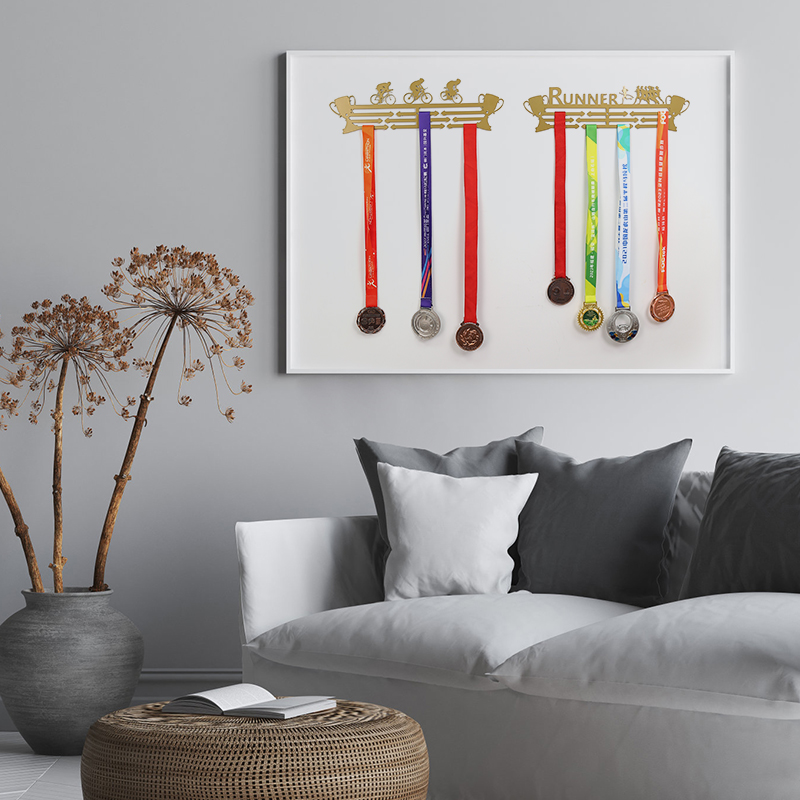 奖牌展示架体育运动马拉松荣誉墙收纳挂架免打孔墙面跑步金牌挂钩 - 图3