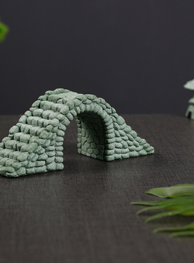 盆景微景观青砂石中式石桥摆件