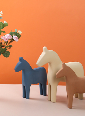 速发高级感莫迪兰色木马小童件装饰品可爱房间儿摆房布置拍摄道具