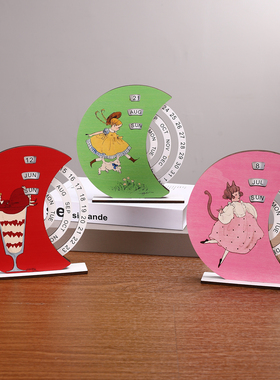 木质旋转日历摆件办公室工位桌面装饰品高级感万年历倒计时提醒