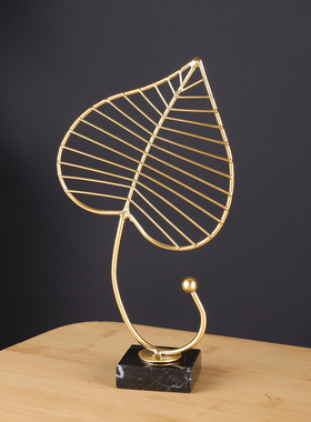 金属叶子摆件轻奢高级感办公室装饰品小众艺术样板间酒柜软装摆设