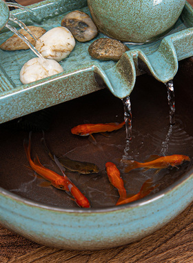 简约创意喷泉循环抽水小型摆件