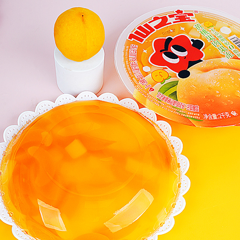 仙之宝大果冻2kg椰子黄桃味巨型果冻超大果冻大杯网红休闲零食