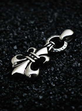 欧美复古军花钛钢吊坠项链同款