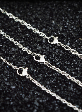 简约钛钢男女项链加长款水波纹链