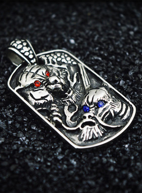 欧美复古钛钢朋克风吊坠项链