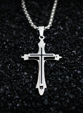 十字架钛钢朋克风吊坠项链潮流