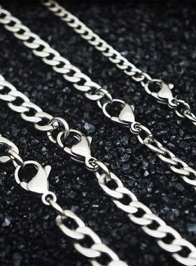 钛钢项链男女古巴链加长款挂链子