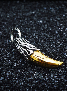 欧美狼牙钛钢朋克风吊坠项链潮流