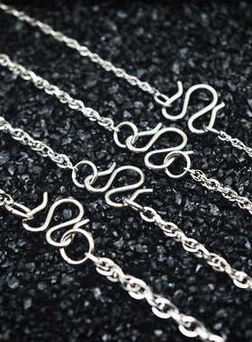 钛钢项链男女泰国佛牌链双扣链无吊坠裸链加长款单链子60 70 80CM