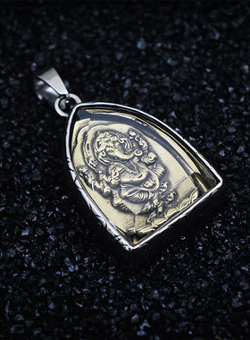 复古泰国佛牌象鼻神钛钢吊坠项链