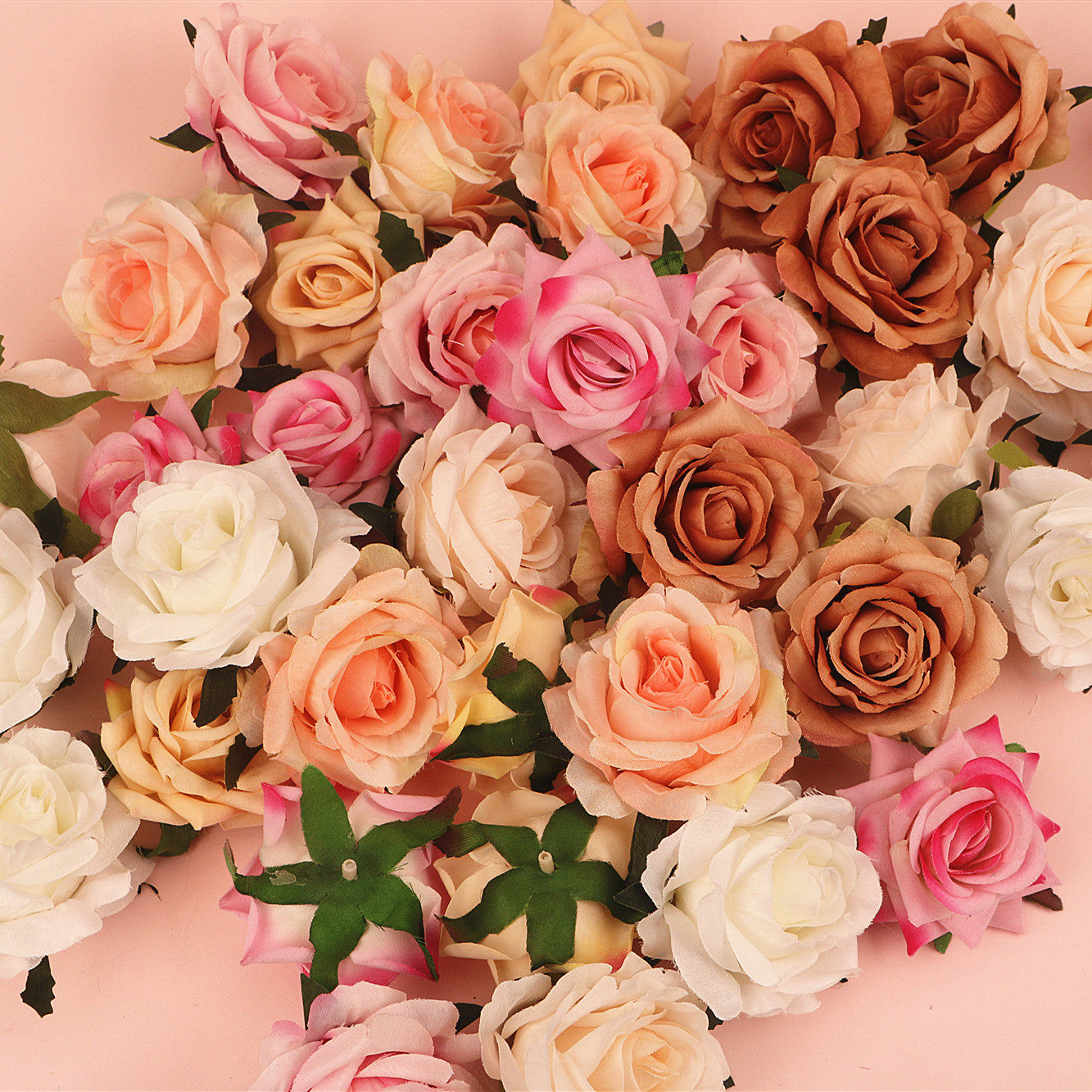 10个玫瑰花情人节蛋糕装饰摆件粉色玫瑰花婚礼花朵仿真烘焙装扮