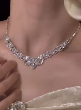 进口被惊艳到了~贵族千金感闪钻礼服项链choker女轻奢小众高级
