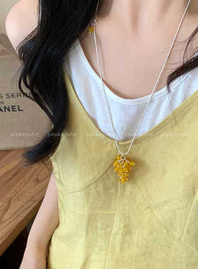 进口东大门欧尼同款！葡萄串珠天然石项链女2025新款小众独特长