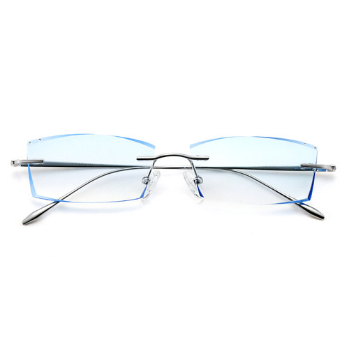 古帕无框近镜眼镜男超轻切边纯钛眼镜架大脸变色眼睛平光男9083 - 图3