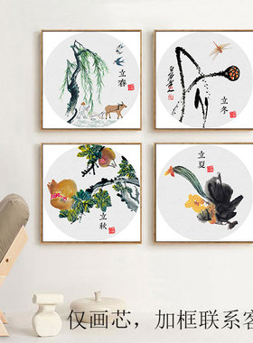 二十四节气自粘圆形画芯可定制
