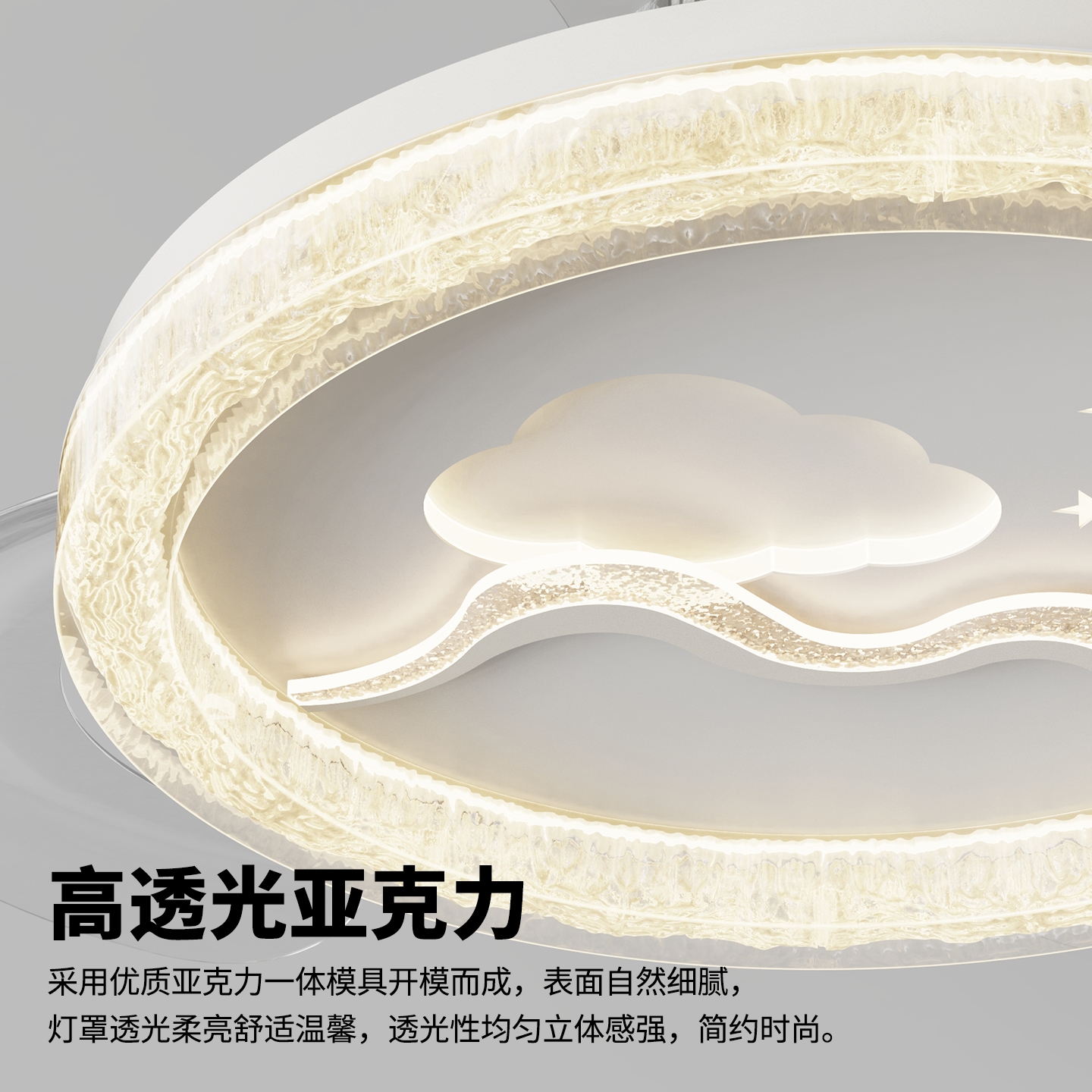 吸顶隐形风扇灯卧室主灯餐厅一体简约儿童房吊扇灯电风扇轻奢现代 - 图3