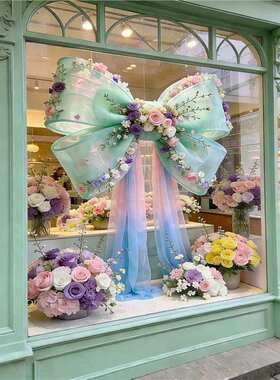 春季橱窗美陈仿真蝴蝶结花