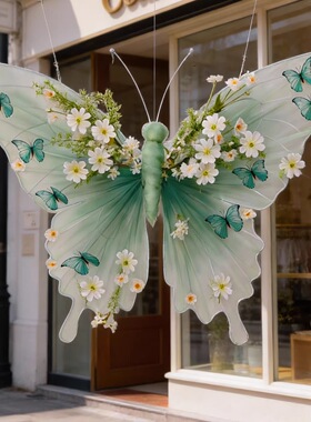 网红打卡蝴蝶铁艺纱仿真花艺布景