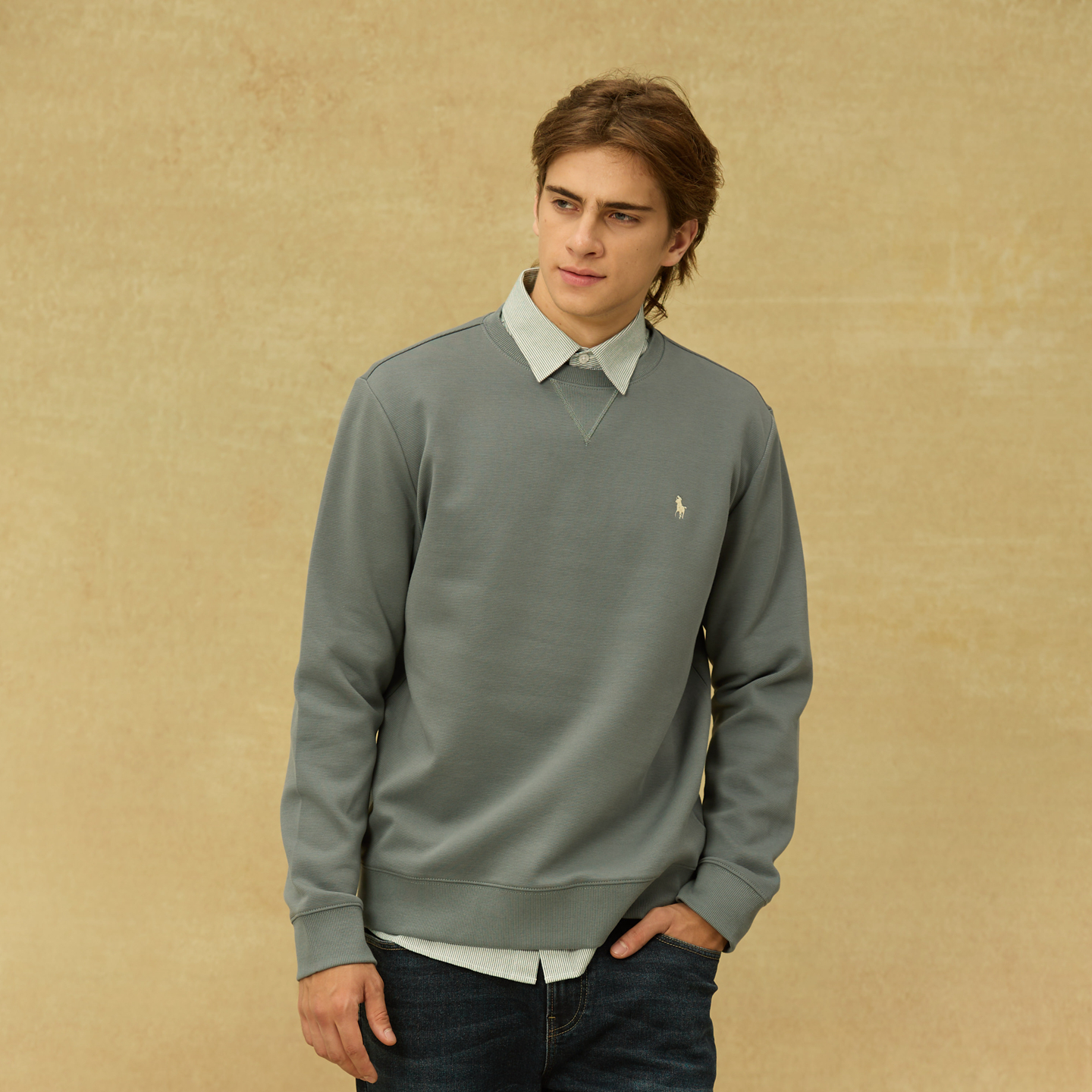 DIV.POLO 专柜正品男式圆领卫衣 宽松舒适 简约 运动 RN0803549 - 图3