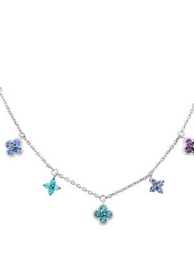 法兰西AG瑷嘉沙925银法式幸运花朵四叶彩色项链女项链女insins