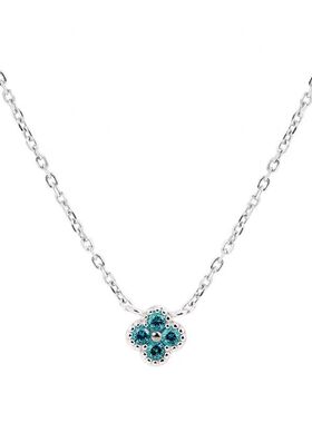 法兰西AG925银植物花卉幸运四叶草坠女款轻奢锁骨项链百搭