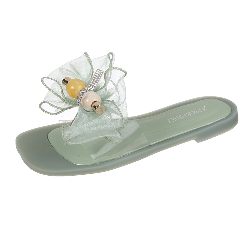 班尼瑞旗舰店蝴蝶结可爱甜美少女凉拖女外穿夏季韩版时尚平底网红仙女拖鞋0