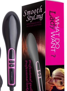 Flat Iron Hair Straightener Brush Salon Comb 中长发直发器梳