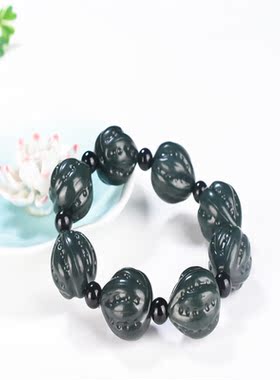 青玉佛珠男士把件手链