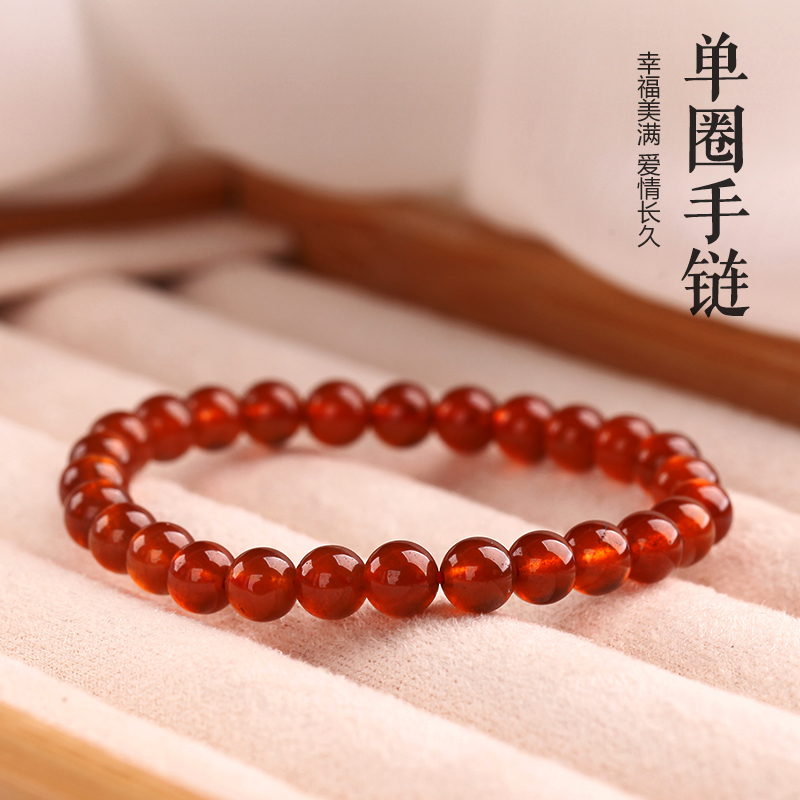 天然橙红色石榴石手链女水晶手串7A单圈多圈散珠芬达石女人石礼物 - 图3