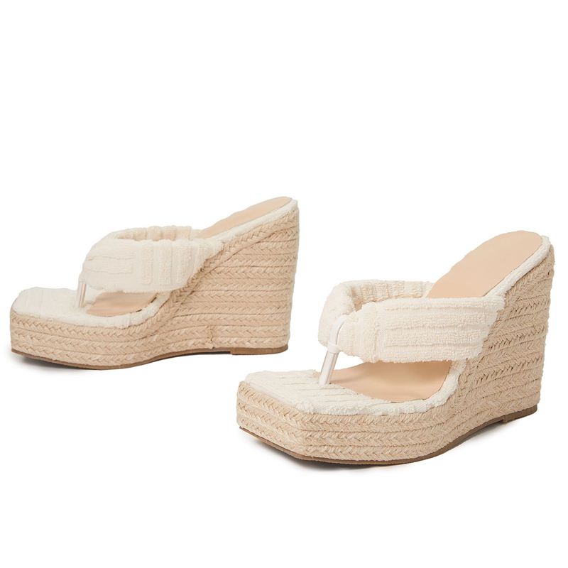 夹趾坡跟凉拖鞋wedge sandals for women shoes summer slippers - 图3