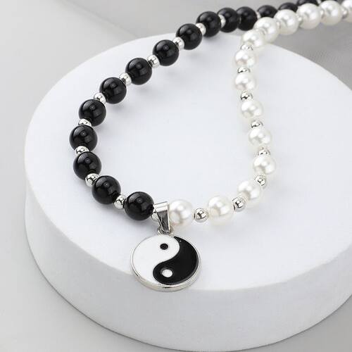 Pendant Pearl Beads Pendant Choker Necklace Punk Chain Unise - 图3