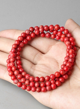 辰世天然原矿朱砂手串满血辰砂红